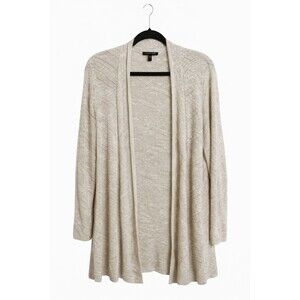 Eileen Fisher Linen Blend Cardigan Large Beige Crochet Detail